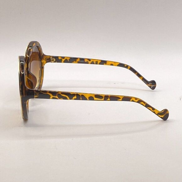 Round Oversized Gold Filigree and Tortoise Sunglasses Brown Lenses New - Picture 4 of 9